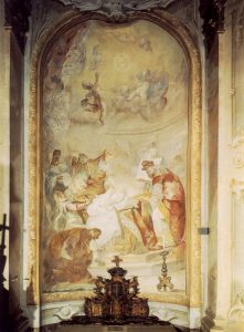 A gyermek J�zus k�r�lmet�l�se
(1758) Fresk�, Pl�b�niatemplom, S�meg