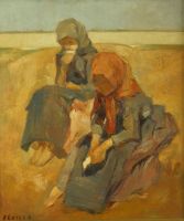 F�nyes Adolf: K�t falusi le�ny - 1905 k�r�l (Nagy�that� k�p)